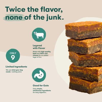 Show full view: Jinx Beef & Cheese Layers Jerky Dog Treats, 15-oz bag slide 4 of 11