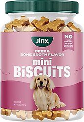 Jinx Beef Bone Broth Mini Biscuits Crunchy Dog Treats, 32-oz bag