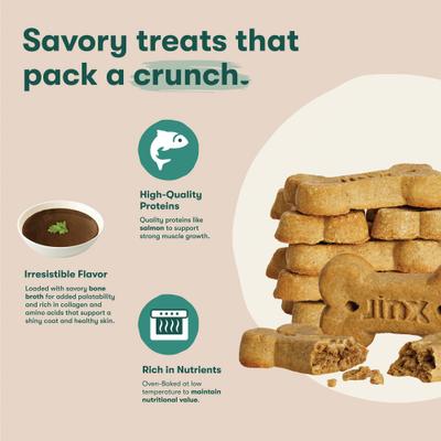 Show full view: Jinx Salmon Bone Broth Biscuits Crunchy Dog Treats, 16-oz bag slide 4 of 11