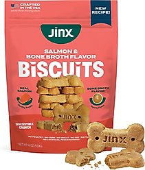 Jinx Salmon Bone Broth Biscuits Crunchy Dog Treats, 16-oz bag