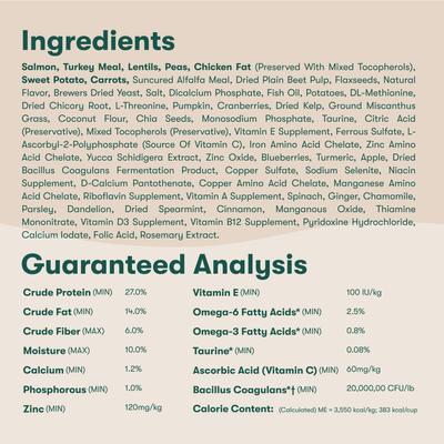 Show full view: Jinx Salmon, Sweet Potato & Carrot ALS Kibble Dog Dry Food, 30-lb bag slide 7 of 13