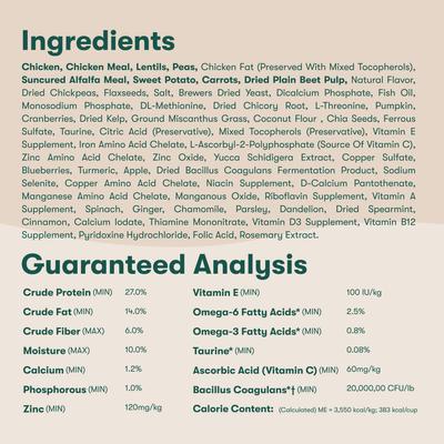 Show full view: Jinx Chicken, Sweet Potato & Carrot ALS Kibble Dog Dry Food, 30-lb bag slide 7 of 13