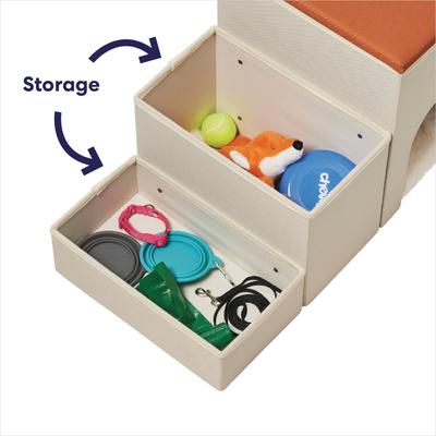 Show full view: Frisco Cat & Dog Collapsible Stairs with Storage and Built-in Bed, Cream, 3-step slide 6 of 9