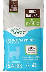 Nature's Logic 100% Natural Feline Sardine Meal Feast All Life Stages Dry Cat Food, 15.4-lb bag