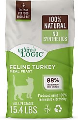 Nature's Logic 100% Natural Feline Turkey Meal Feast All Life Stages Dry Cat Food, 15.4-lb bag