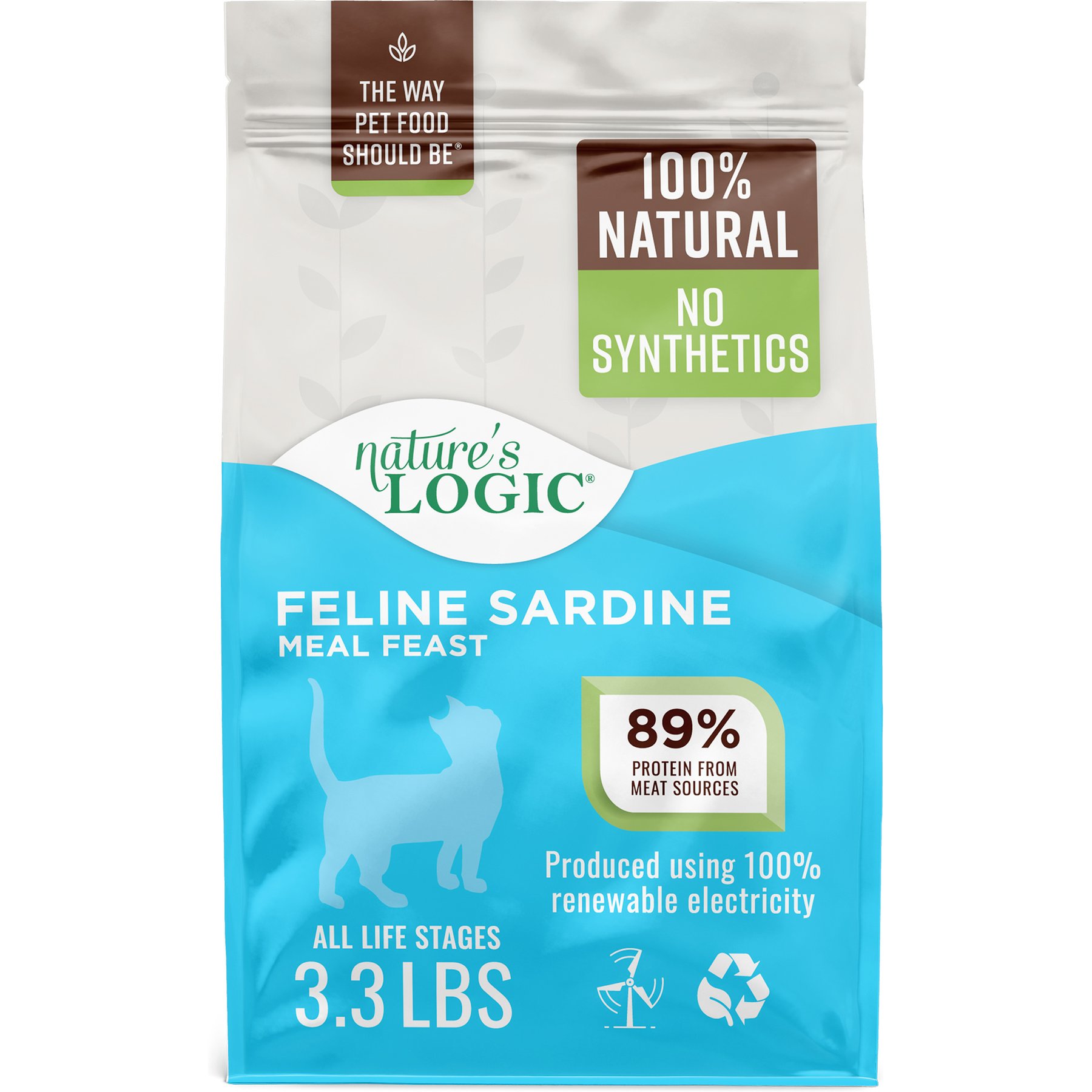 Nature's Logic 100% Natural Feline Sardine Meal Feast All Life Stages Dry Cat Food, 3.3-lb bag