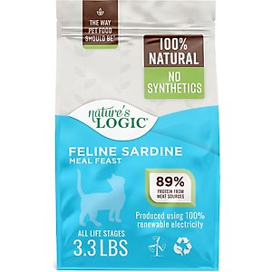 Nature's Logic 100% Natural Feline Sardine Meal Feast All Life Stages Dry Cat Food, 3.3-lb bag