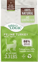 Nature's Logic 100% Natural Feline Turkey Meal Feast All Life Stages Dry Cat Food, 3.3-lb bag