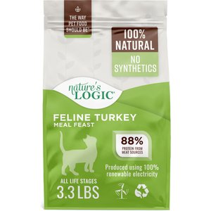 Nature's Logic 100% Natural Feline Turkey Meal Feast All Life Stages Dry Cat Food, 3.3-lb bag