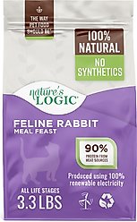 Nature's Logic 100% Natural Feline Rabbit Meal Feast All Life Stages Dry Cat Food, 3.3-lb bag