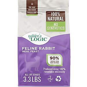 Nature's Logic 100% Natural Feline Rabbit Meal Feast All Life Stages Dry Cat Food, 3.3-lb bag