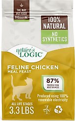 Nature's Logic 100% Natural Feline Chicken Meal Feast All Life Stages Dry Cat Food, 3.3-lb bag