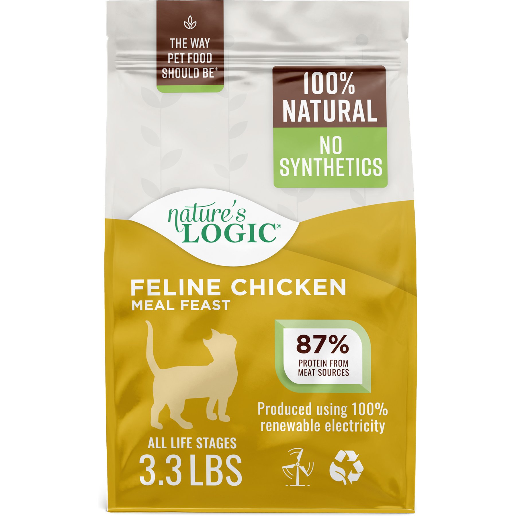Nature's Logic 100% Natural Feline Chicken Meal Feast All Life Stages Dry Cat Food, 3.3-lb bag