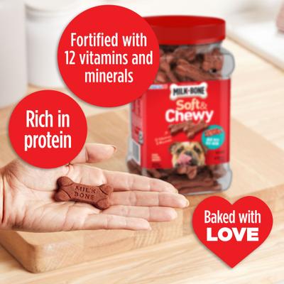 Show full view: Milk-Bone Real Bacon Soft & Chewy Dog Treats, 25-oz canister slide 5 of 11