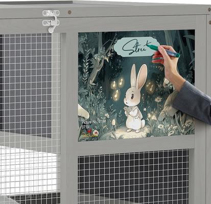 Show full view: Coziwow Indoor/Outdoor Wooden Rabbit Hutch with Wheels, Grey slide 2 of 10