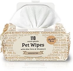 Precious Tails Aloe & Vitamin E Dog Grooming Wipes, Unscented, 110 count