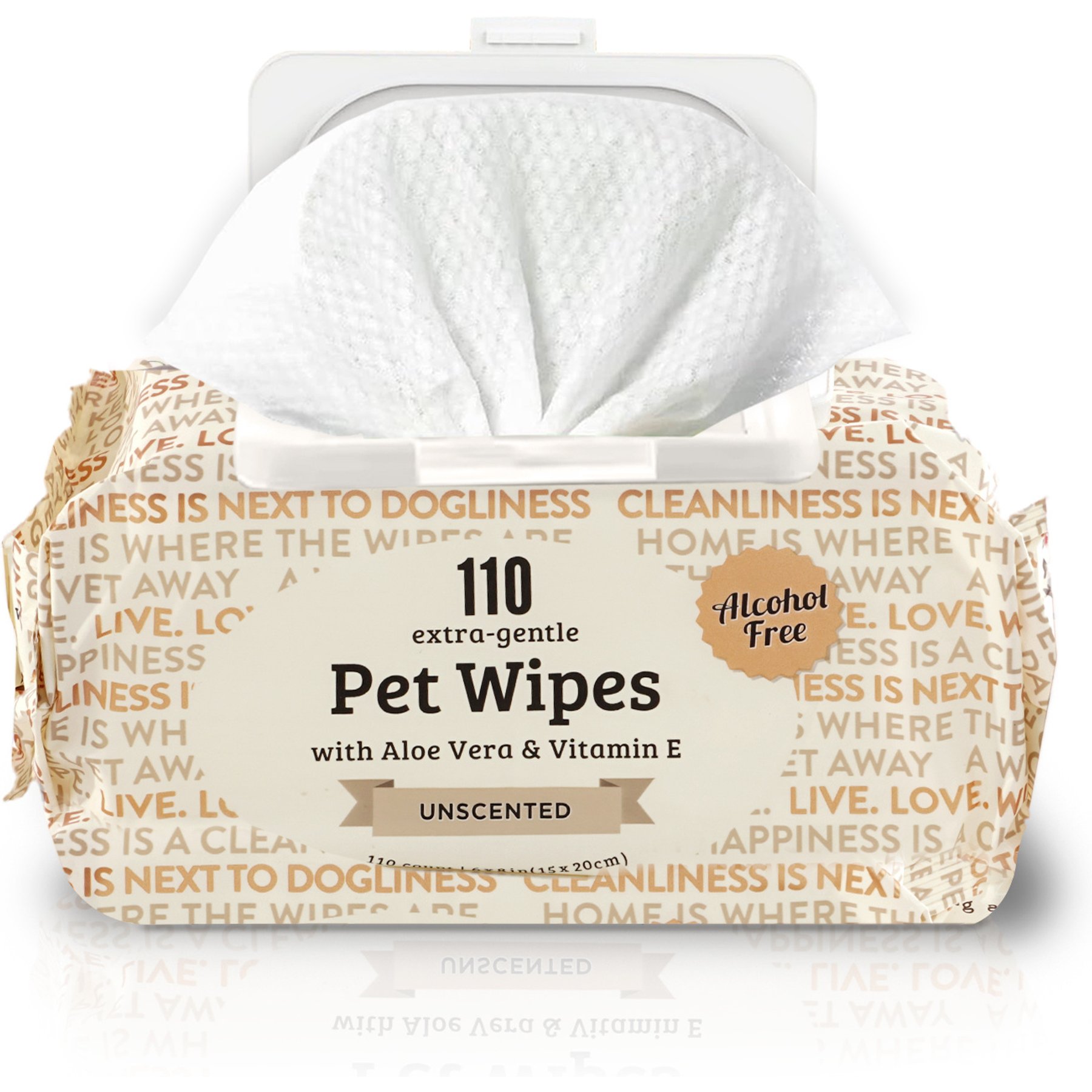 Precious Tails Aloe & Vitamin E Dog Grooming Wipes, Unscented, 110 count