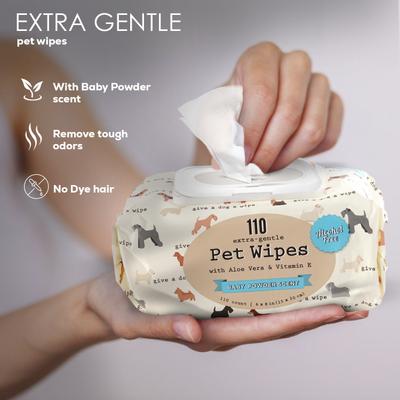 Show full view: Precious Tails Cleaning & Deodorizing Dog Grooming Wipes, Baby Powder Scented, 110 count slide 6 of 6