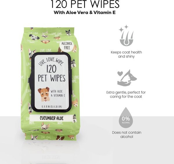 Precious Tails On-the-Go Dog Grooming Wipes, Cucumber Aloe Scented