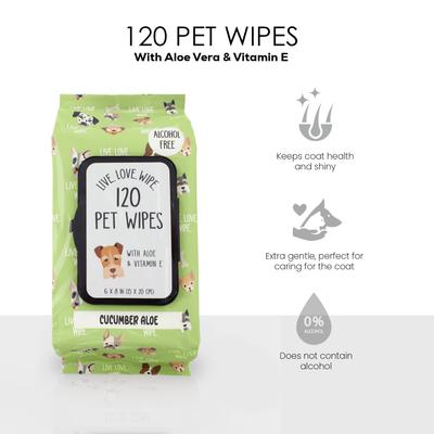 Show full view: Precious Tails Live. Love. Wash. Dog Grooming Wipes, Cucumber Aloe Scented, 120 count slide 5 of 6