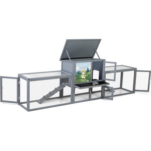 Coziwow 94-in Indoor & Outdoor Wooden Rabbit Hutch, Large, Gray