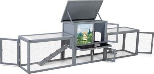 Show full view: Coziwow 94-in Indoor & Outdoor Wooden Rabbit Hutch, Large, Gray slide 9 of 11