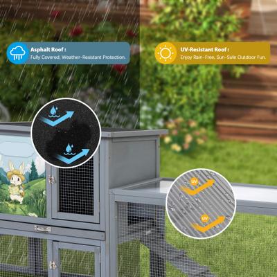 Show full view: Coziwow 94-in Indoor & Outdoor Wooden Rabbit Hutch, Large, Gray slide 2 of 11