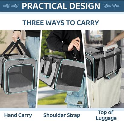 Show full view: Gapzer Airline Approved Soft-Sided Dog & Cat Carrier Bag, Grey, 17 x 11 x 11-in slide 5 of 8