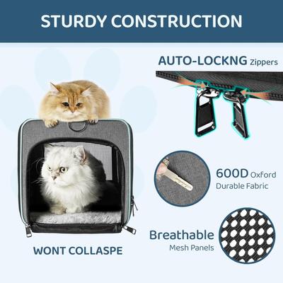 Show full view: Gapzer Airline Approved Soft-Sided Dog & Cat Carrier Bag, Grey, 17 x 11 x 11-in slide 7 of 8