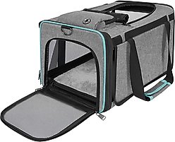 Gapzer Airline Approved Soft-Sided Dog & Cat Carrier Bag, Grey, 17 x 11 x 11-in