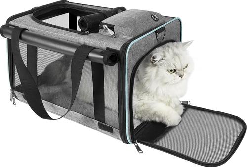 Show full view: Gapzer Airline Approved Soft-Sided Dog & Cat Carrier Bag, Grey, 17 x 11 x 11-in slide 2 of 8