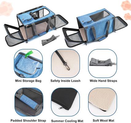 Show full view: Gapzer Soft-Sided Collapsible Dog & Cat Carrier Bag, Blue slide 4 of 10