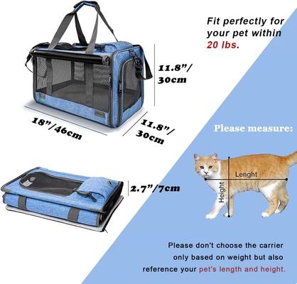 Show full view: Gapzer Soft-Sided Collapsible Dog & Cat Carrier Bag, Blue slide 2 of 10