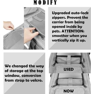 Show full view: Gapzer Soft-Sided Collapsible Dog & Cat Carrier Bag, Grey slide 3 of 9