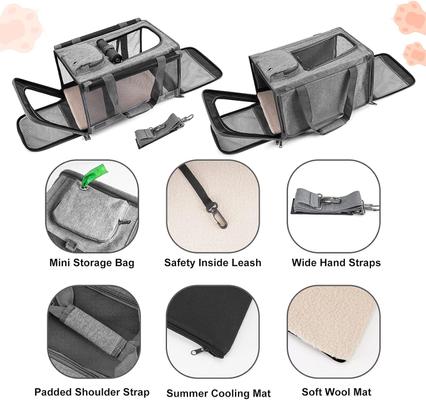 Show full view: Gapzer Soft-Sided Collapsible Dog & Cat Carrier Bag, Grey slide 4 of 9