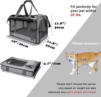 Show full view: Gapzer Soft-Sided Collapsible Dog & Cat Carrier Bag, Grey slide 2 of 9