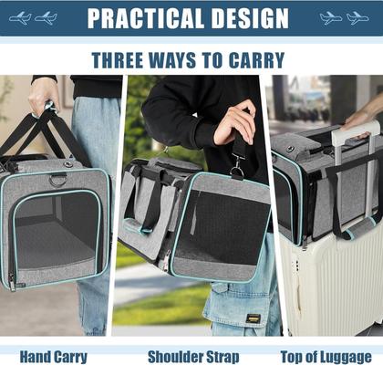 Show full view: Gapzer Airline Approved Dog & Cat Carrier Bag, Grey slide 7 of 8