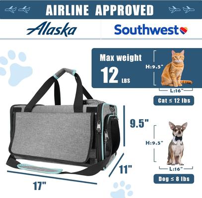 Show full view: Gapzer Airline Approved Dog & Cat Carrier Bag, Grey slide 2 of 8