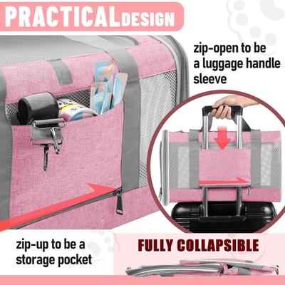 Show full view: Gapzer Top Load Collapsible Soft-Sided Dog & Cat Carrier Bag, Pink slide 7 of 7