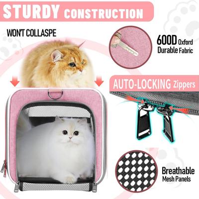 Show full view: Gapzer Top Load Collapsible Soft-Sided Dog & Cat Carrier Bag, Pink slide 6 of 7