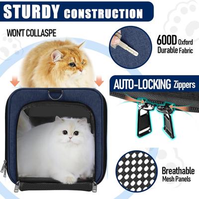 Show full view: Gapzer Top Load Collapsible Soft-Sided Dog & Cat Carrier Bag, Navy slide 5 of 7