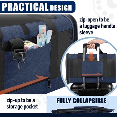 Show full view: Gapzer Top Load Collapsible Soft-Sided Dog & Cat Carrier Bag, Navy slide 2 of 7