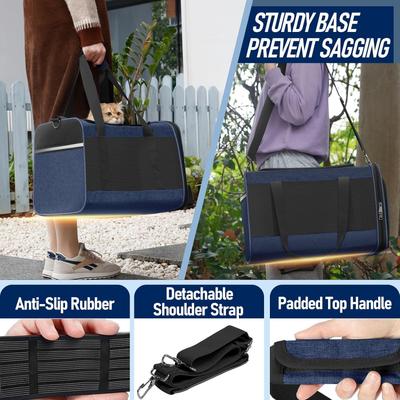 Show full view: Gapzer Top Load Collapsible Soft-Sided Dog & Cat Carrier Bag, Navy slide 3 of 7