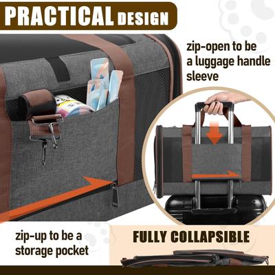 Show full view: Gapzer Top Load Collapsible Soft-Sided Dog & Cat Carrier Bag, Dark Grey-Brown slide 7 of 8