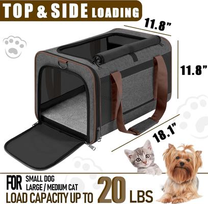 Show full view: Gapzer Top Load Collapsible Soft-Sided Dog & Cat Carrier Bag, Dark Grey-Brown slide 4 of 8