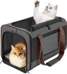Gapzer Top Load Collapsible Soft-Sided Dog & Cat Carrier Bag, Dark Grey-Brown