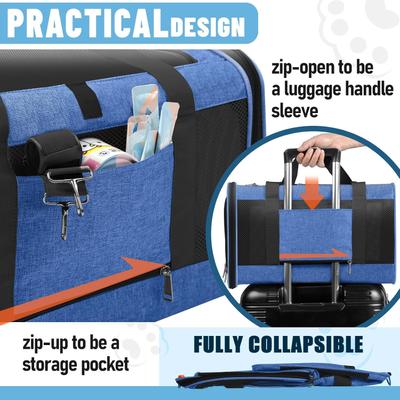 Show full view: Gapzer Top Load Collapsible Soft-Sided Dog & Cat Carrier Bag, Blue slide 6 of 7