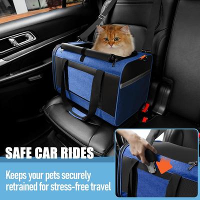 Show full view: Gapzer Top Load Collapsible Soft-Sided Dog & Cat Carrier Bag, Blue slide 5 of 7