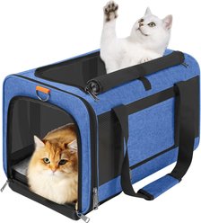 Gapzer Top Load Collapsible Soft-Sided Dog & Cat Carrier Bag, Blue