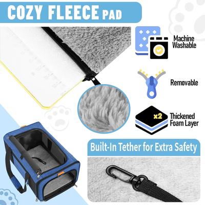 Show full view: Gapzer Top Load Collapsible Soft-Sided Dog & Cat Carrier Bag, Blue slide 3 of 7